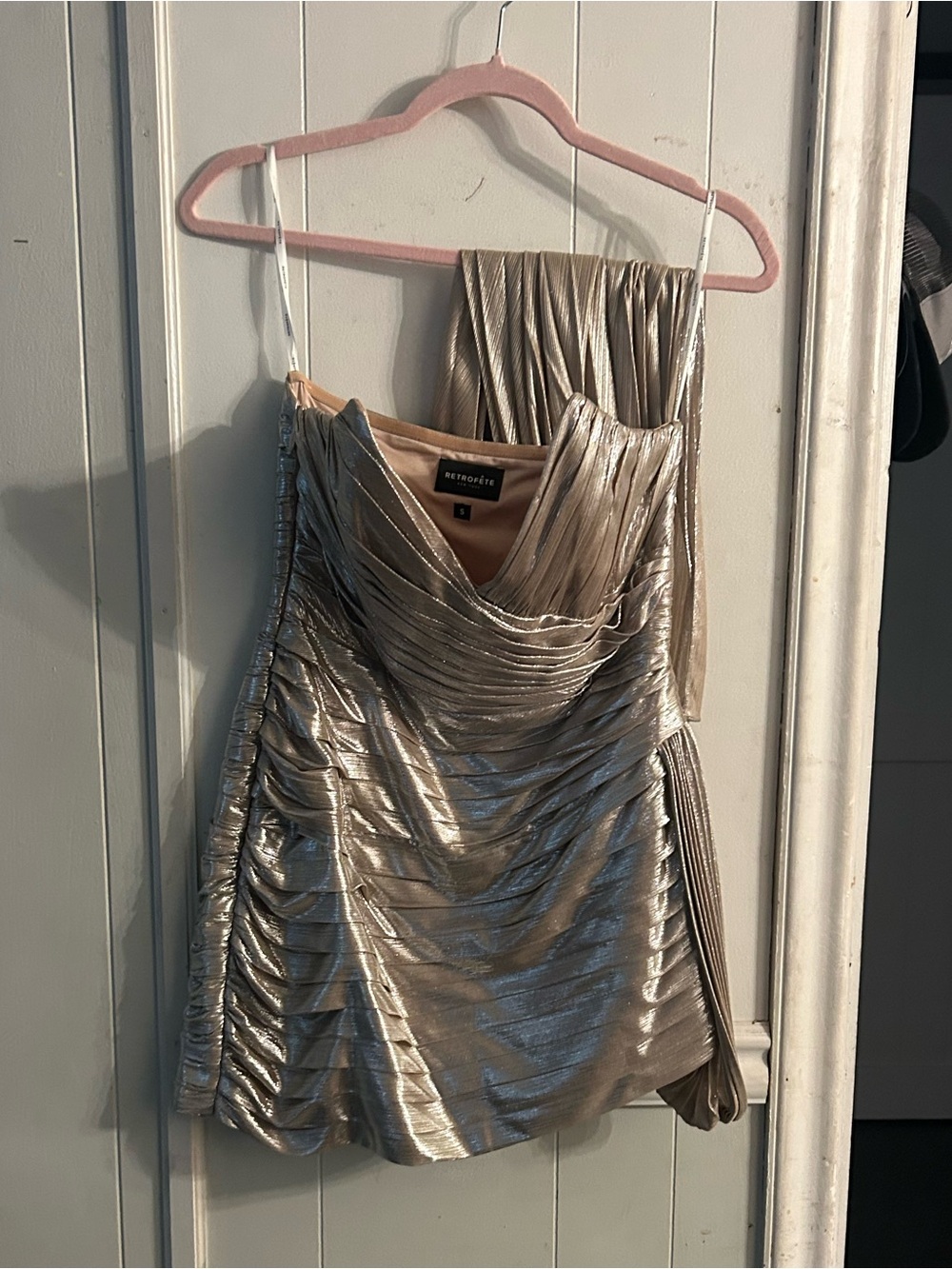 Retrofete Daniele Dress Champagne Ruched Mini Dres